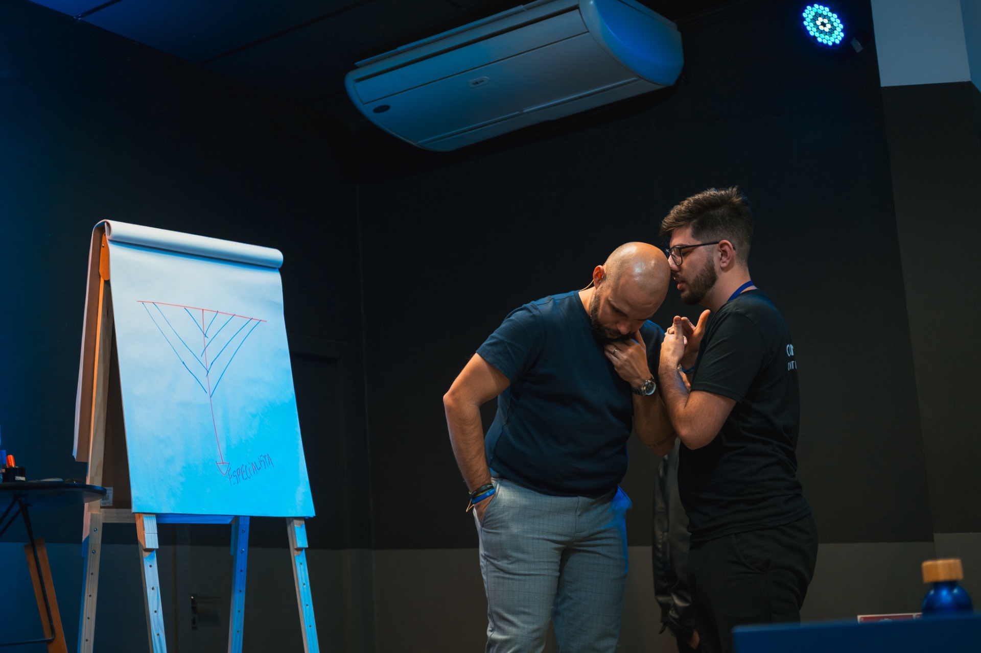 Victor e Caletti nos bastidores do evento do Connection Club em Alphaville.