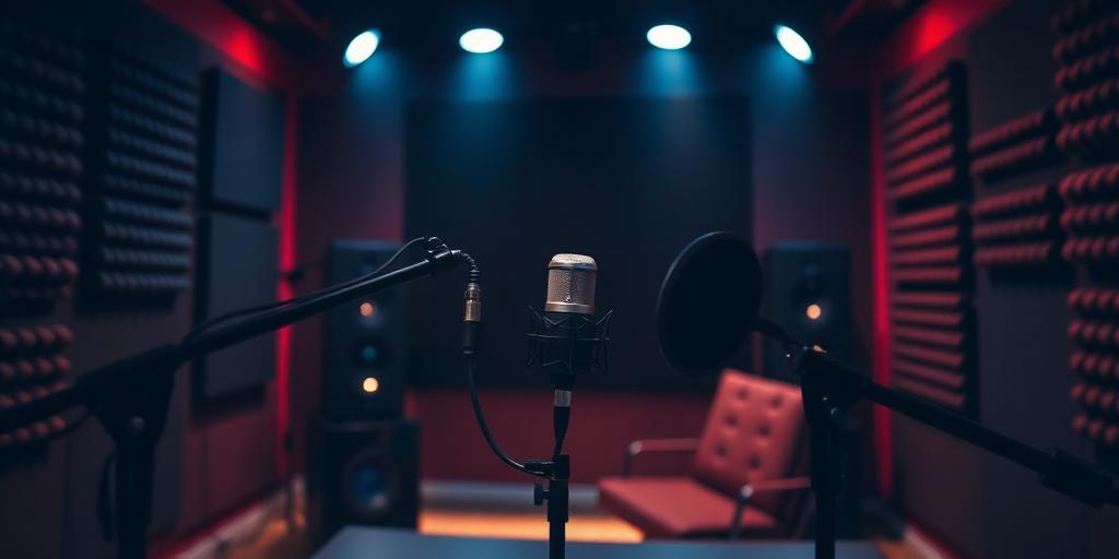 Estúdio de podcast equipado